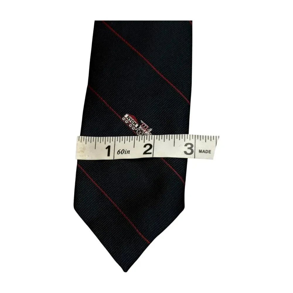 New York Central Mutual Vintage NYCM Navy Train Novelty Tie - Picture 6 of 6